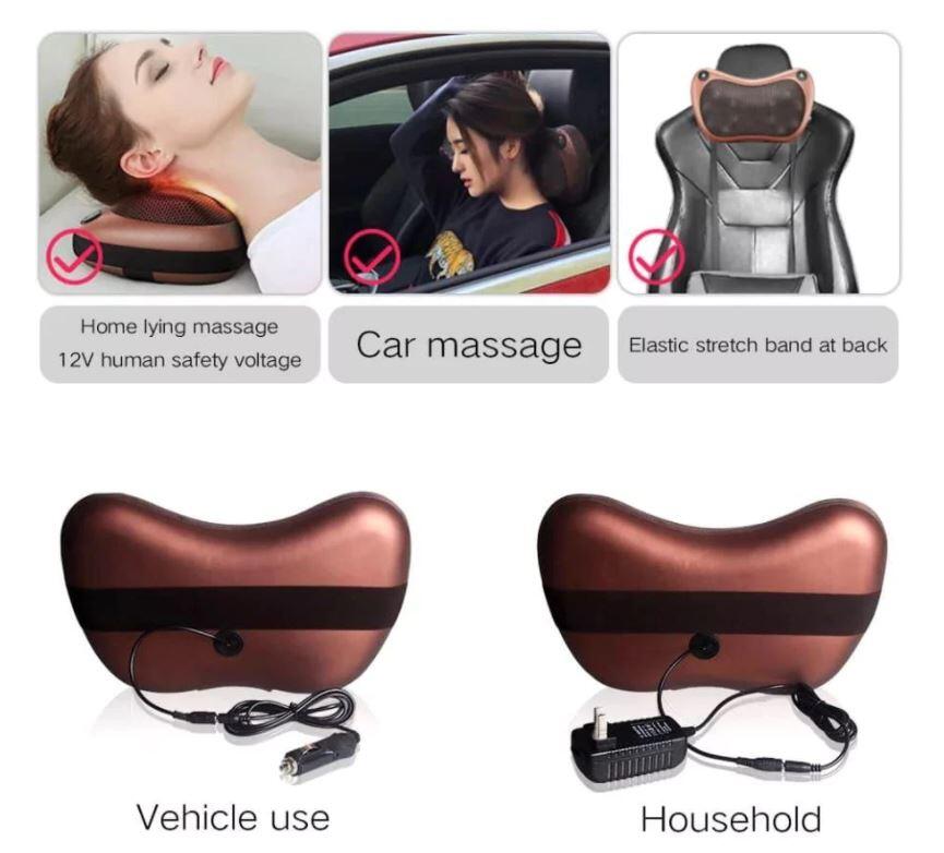 Cojín Almohada de Masaje Eléctrico Shiatsu Con Calor para Cuello Hombros Espalda Piernas Pies Alivio del Dolor Muscular
